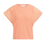 Top with sheer short sleeves