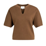 Knitted top with bomber collar