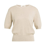Short sleeve sweater with open back