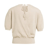 Short sleeve sweater with open back
