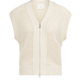 Sleeveless mesh knit cardigan