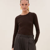 basic ls melange stripe top