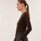 basic ls melange stripe top