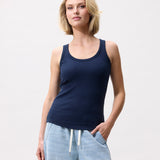 Scoop neck rib singlet