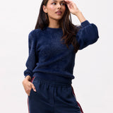 Fuzzy puff sleeve knit