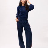 Fuzzy puff sleeve knit