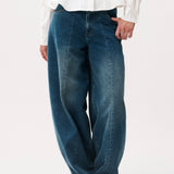 Barrel fit jeans with fleece inside
