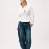 Barrel fit jeans with fleece inside