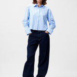 Striped blouse with elastic cuff