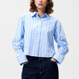 Striped blouse with elastic cuff