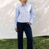 Striped blouse with elastic cuff