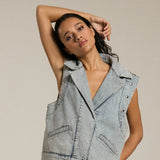Denim Gilet With Big Studs
