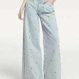 Palazzo jeans with eyelets