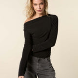 Off Shoulder Top With Pleats