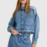 Mix denim blouse