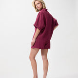 Striped short sleeve blouse