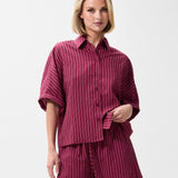 Striped short sleeve blouse