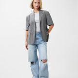 Short sleeve check blazer