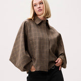 Check cape jacket