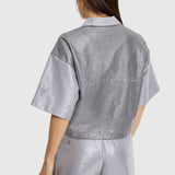 foil cropped blouse