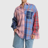 check mix blouse