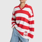 block stripe polo sweater