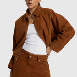 ladies woven faux suede ballon jacket