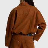 ladies woven faux suede ballon jacket