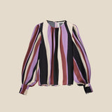 Top puffy sleeves stripe printed