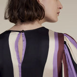 Top puffy sleeves stripe printed