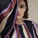 Top puffy sleeves stripe printed