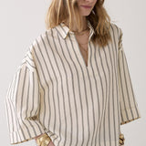 Top met chenille-streep