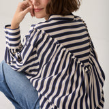 Satijnen streepjesblouse