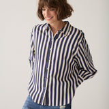 Satijnen streepjesblouse