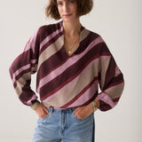 Top v-neck stripe