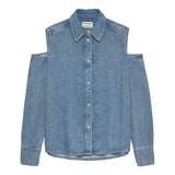 Open shoulder denim blouse