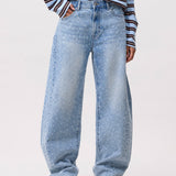 Scratched super barrel fit jeans