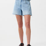 Denim shorts with elastic waistband