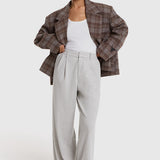 Cropped check blazer