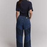 Denim mix pants