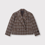 Cropped check blazer