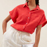 rose linen blouse