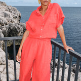rose linen blouse