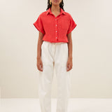 rose linen blouse