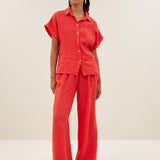 rose linen blouse