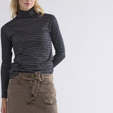 Turtle neck Top Rib Stripe