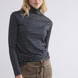 Turtle neck Top Rib Stripe