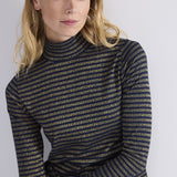 Turtle neck Top Rib Stripe