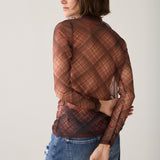 Mesh top ruitprint