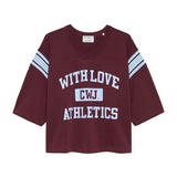 Sporty graphic short sleeve sweater